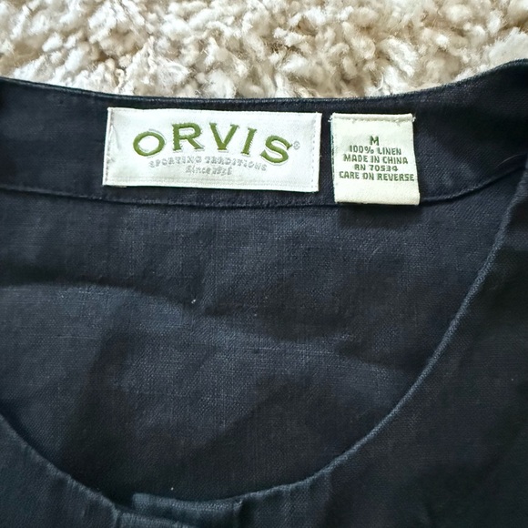 Orvis Black Button Down Shirt Short Sleeve Casual - Picture 6 of 6